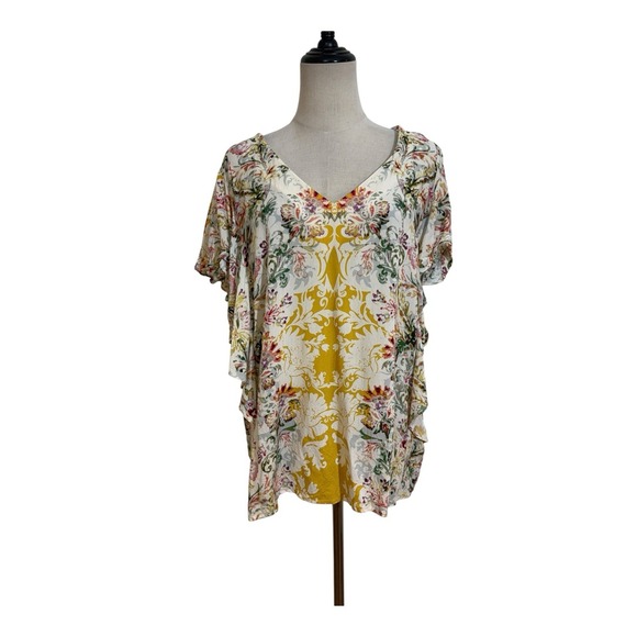 Sundance Tops - Sundance Boho Floral Top Ruffle Sleeve Sz L Peasant Cottagecore Romantic